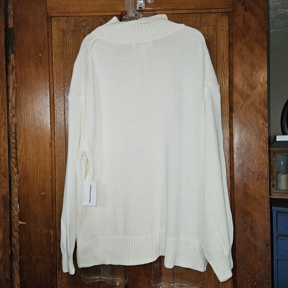 Amazon Essentials Womens 1x Eggshell White Funnel Neck Organic Sweater New - Picture 4 of 8